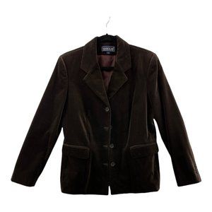 Harold's Womens Suit Jacket Blazer Brown 2 Pocket Notch Lapel Buttons Cotton 6